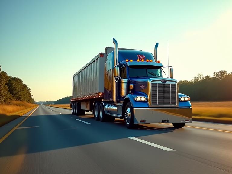 KP's Hauling & Trucking flatbed truck carrying oversized load on Georgia highway